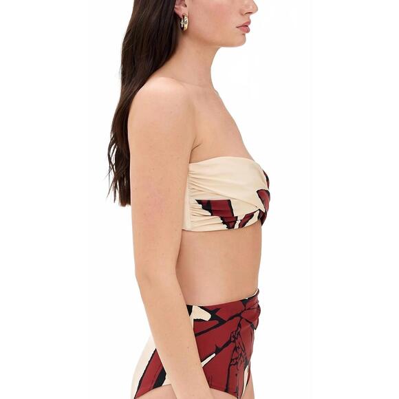 NEW JOHANNA ORTIZ palms sea sprite bikini top in ecru red black - Picture 2 of 7